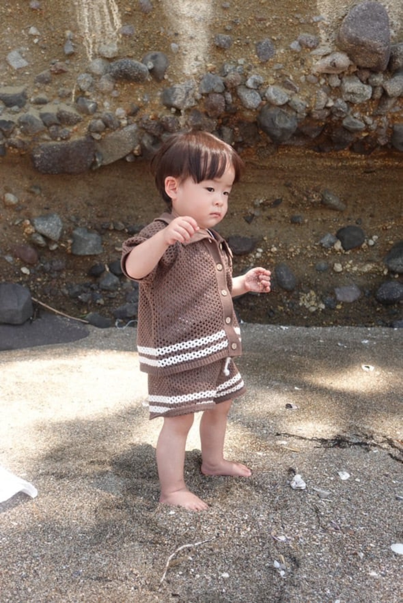 【即納】サマーニットシャツセットアップ