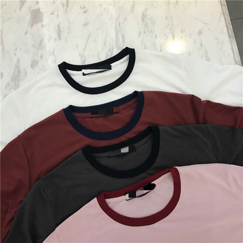 サマールーズラウンドネック半袖スリーブシャツ ソリッド カラーTシャツ レディース ショート ハーフスリーブ 夏物 Oネック ソリッドカラー ステッチ YY-ファッション61020311578