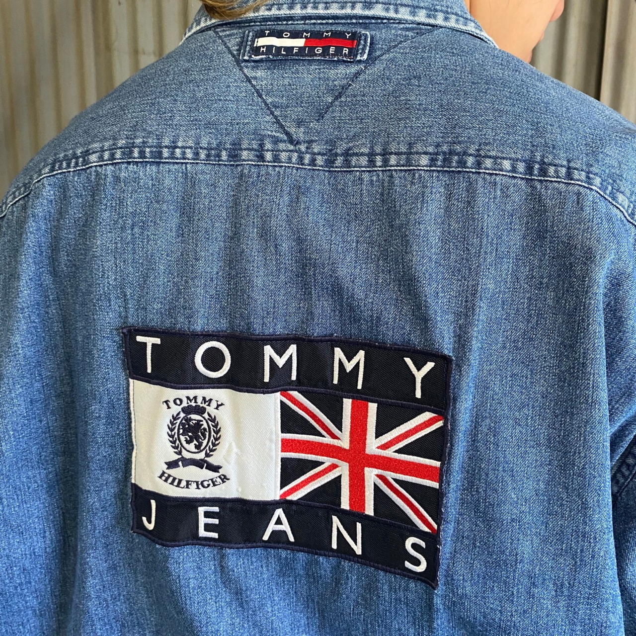 90年代 TOMMY JEANS トミージーンズ デニムシャツ メンズM 古着 TOMMY 