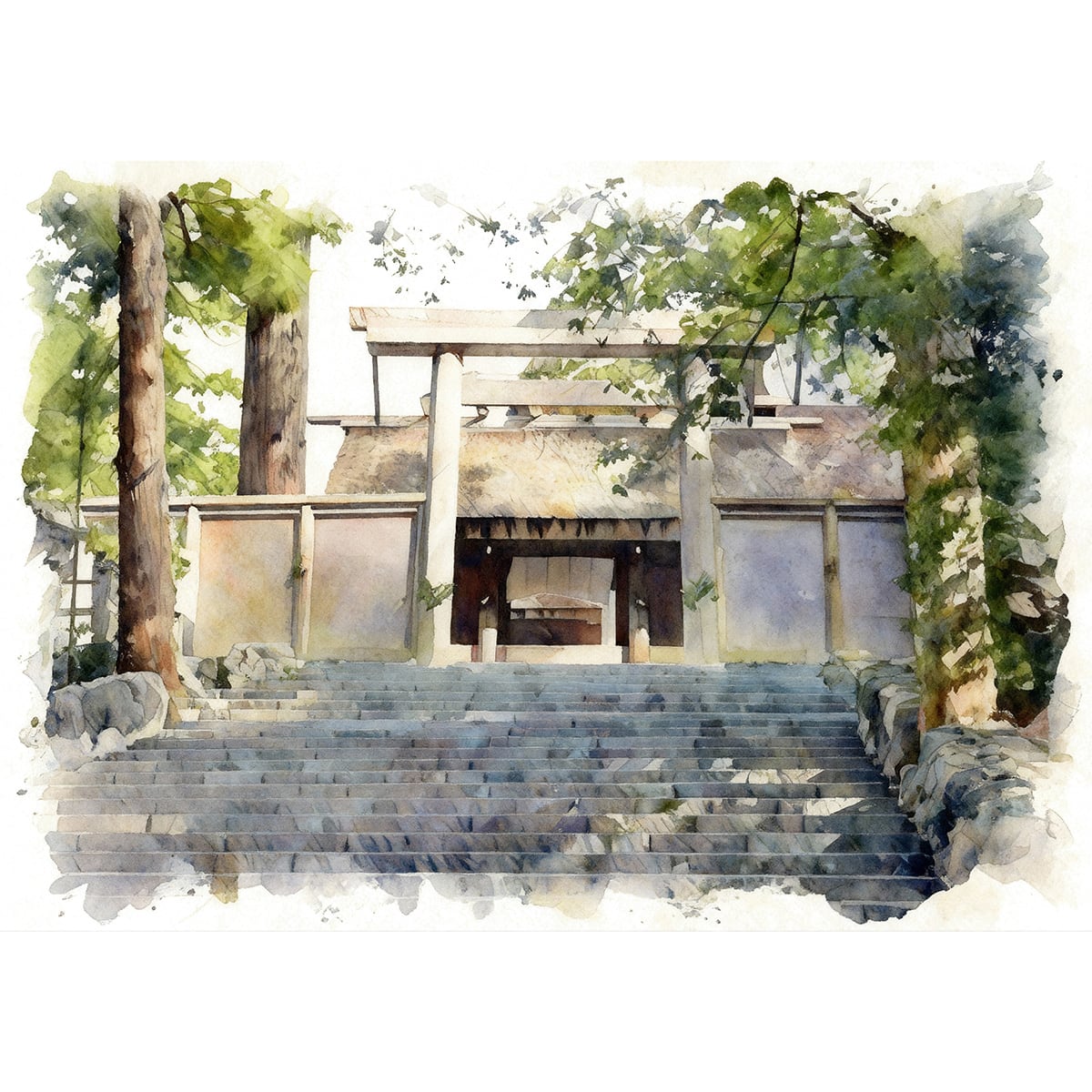 絵画 日本 滋賀県 近江八幡にある新緑の教林坊 風景画 インテリア