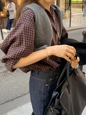 [OUNCE] eve check shirt (即納)