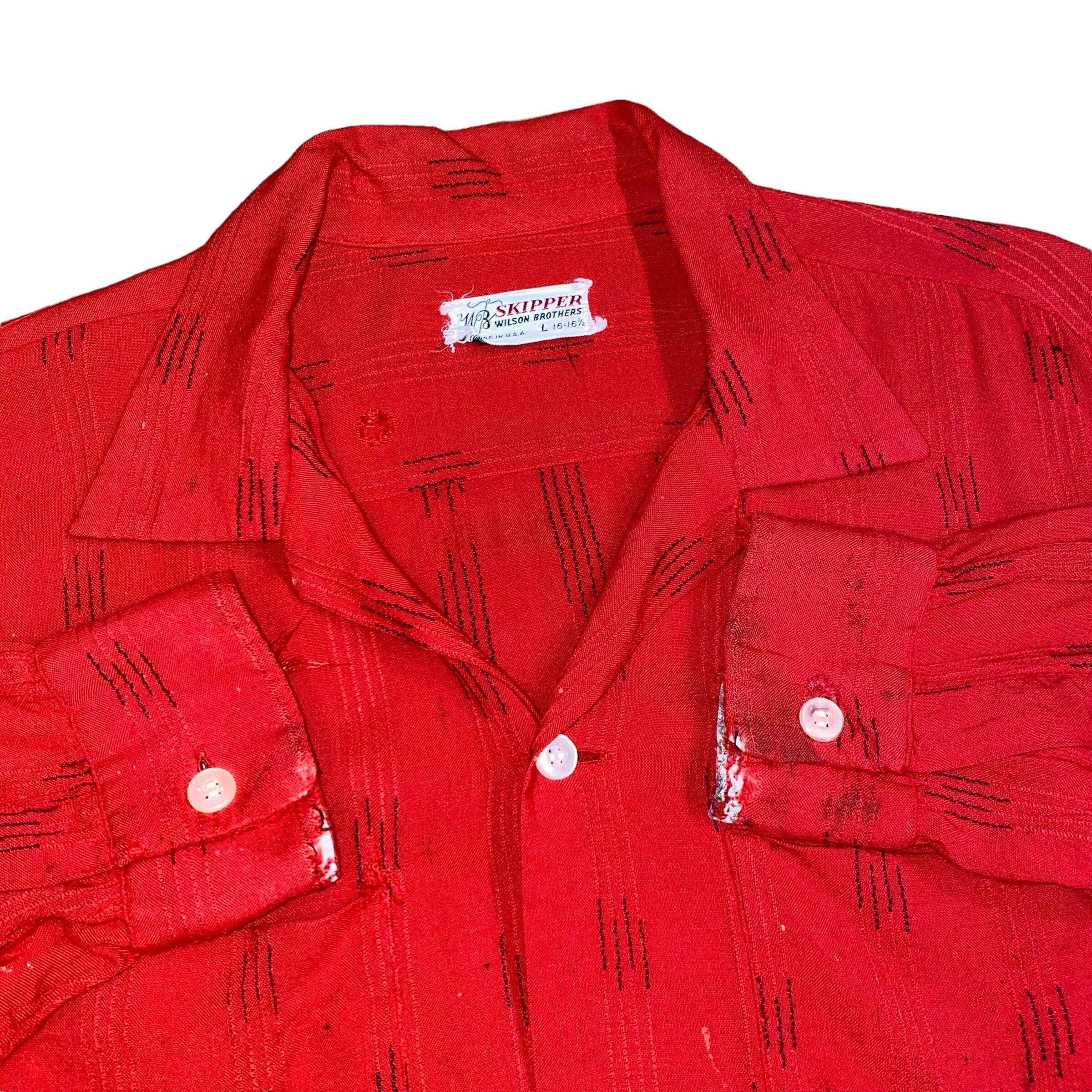 グッドサイズ 50s SKIPPER by WILSON BROTHERS カスリ 開襟 グッドサイズ 50s SKIPPER by WILSON BROTHERS カスリ 開襟
