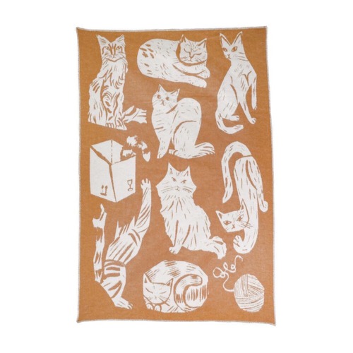 LAPUAN KANKURIT・KISSANPAIVAT blanket 130x180cm・cognac/white