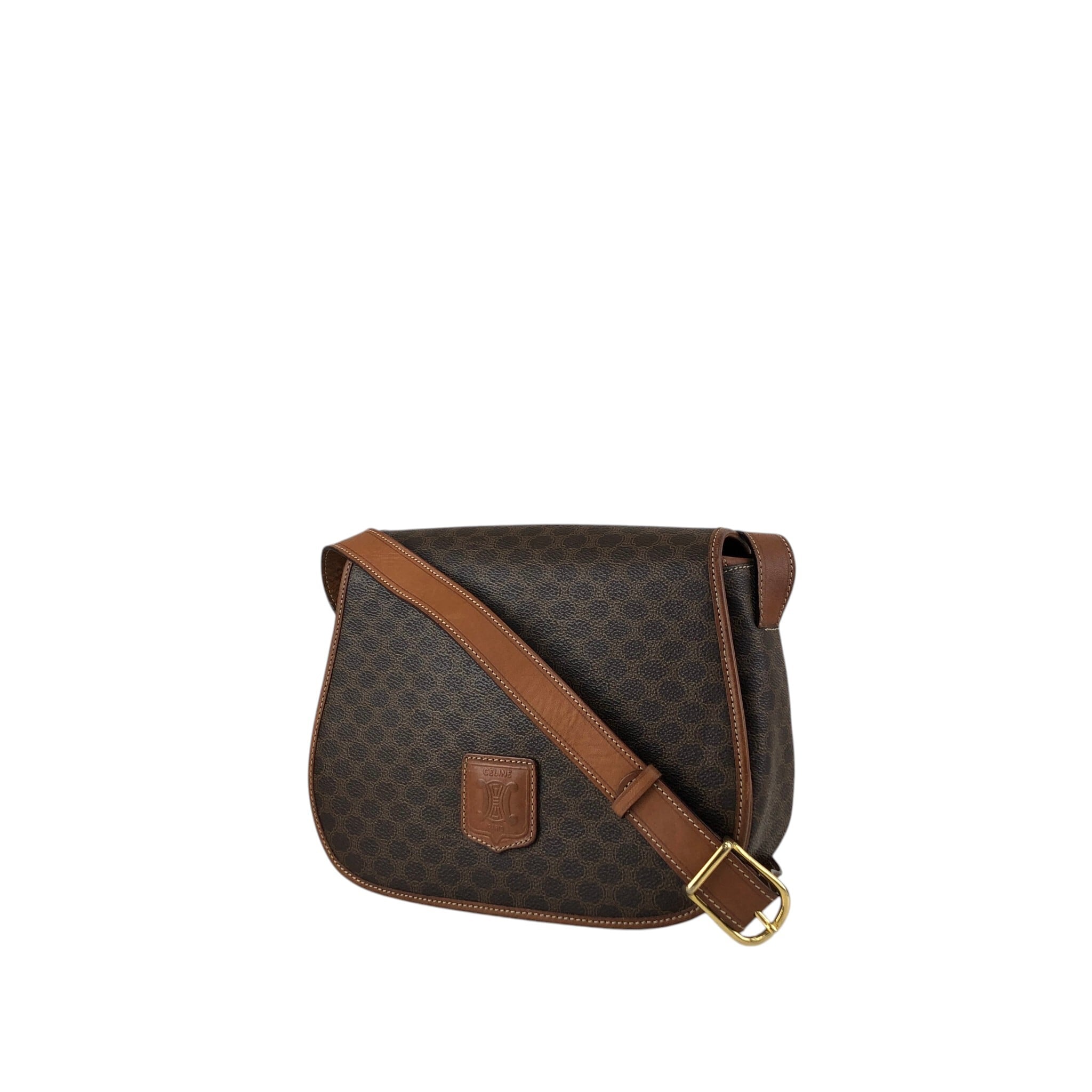CELINE セリーヌ マカダム ショルダーバッグ ブラウン ブラゾン型押し