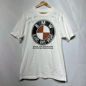 90s USA製 FRUIT OF THE LOOM BMWロゴ ホワイトTシャツ The Ultimate Scoring Machine モーターサイクル L