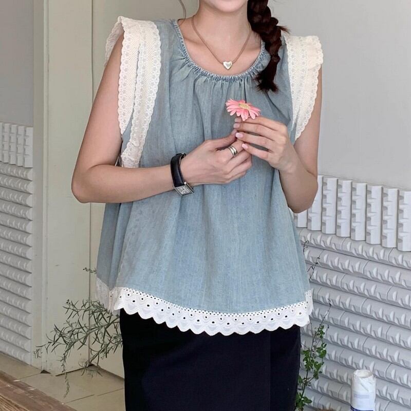Ribbon Strap Sleeveless V-Neck Top | Molabella