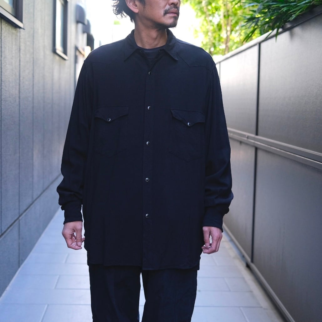 COMOLI(コモリ) / レーヨンウエスタンシャツ-BLACK-(B01-02003) | Signs 