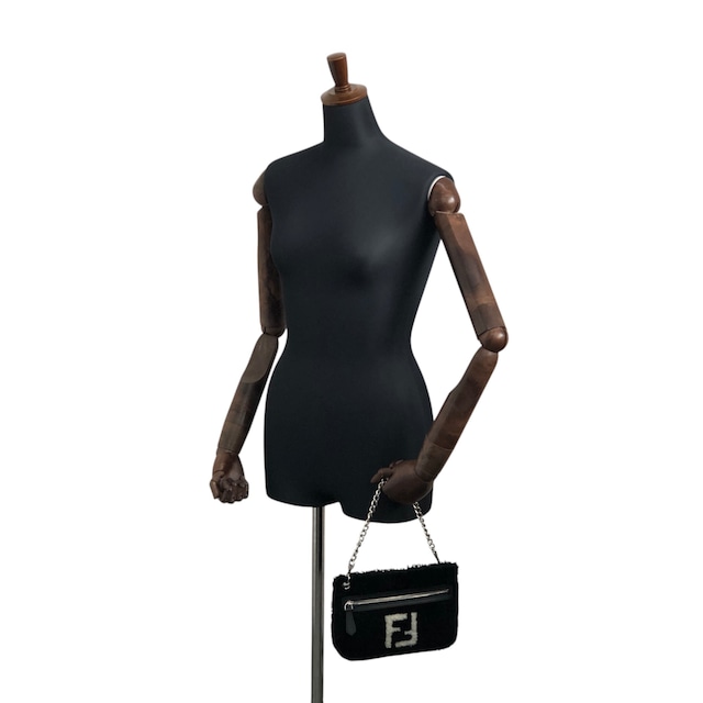 FENDI フェンディ ハンドバッグ ブラック FFロゴ ボア 2WAY vintage ヴィンテージ オールド c34f5u
