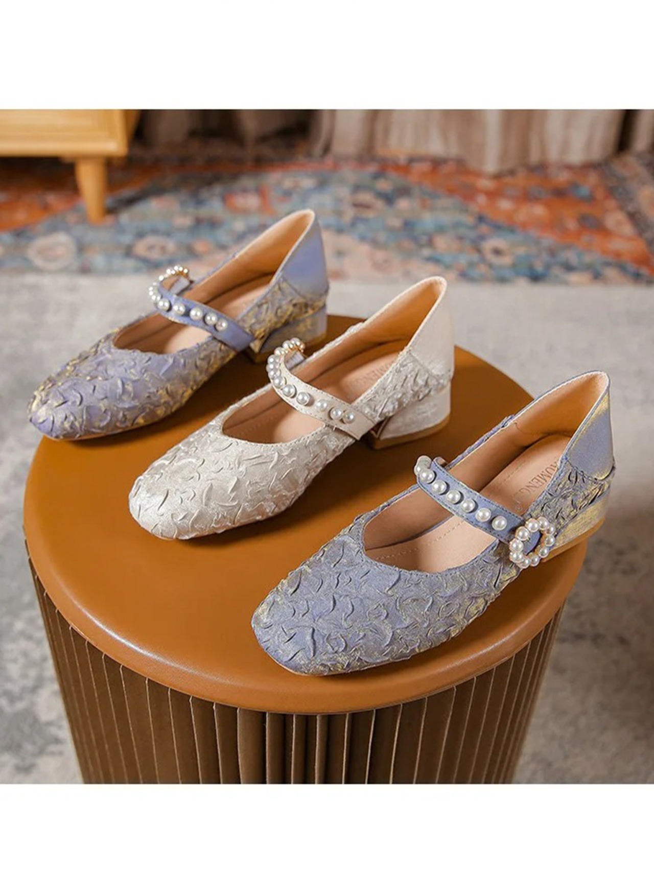 【0292】Ribbon Pearl Lace Pumps Shoes