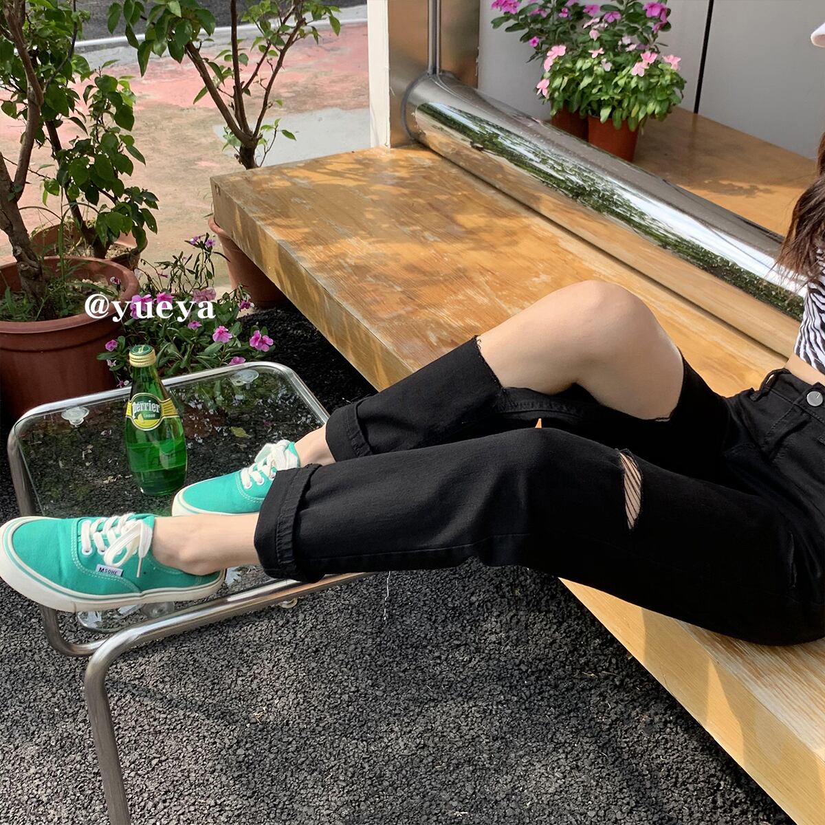 ブラックジーンズ サマー薄手ストレッチパンツ ハイウェスト エラスティック 伸縮 夏物 クレセントシティ65090006952