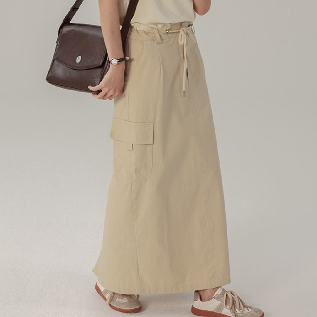 Elastic Waist All Long Skirt