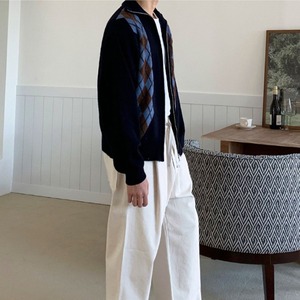 アーガイルジップアップニットカーディガン　MT0080387