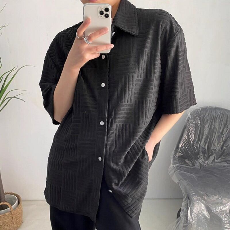 ジャガード半袖シャツ シャツ 半袖 10010