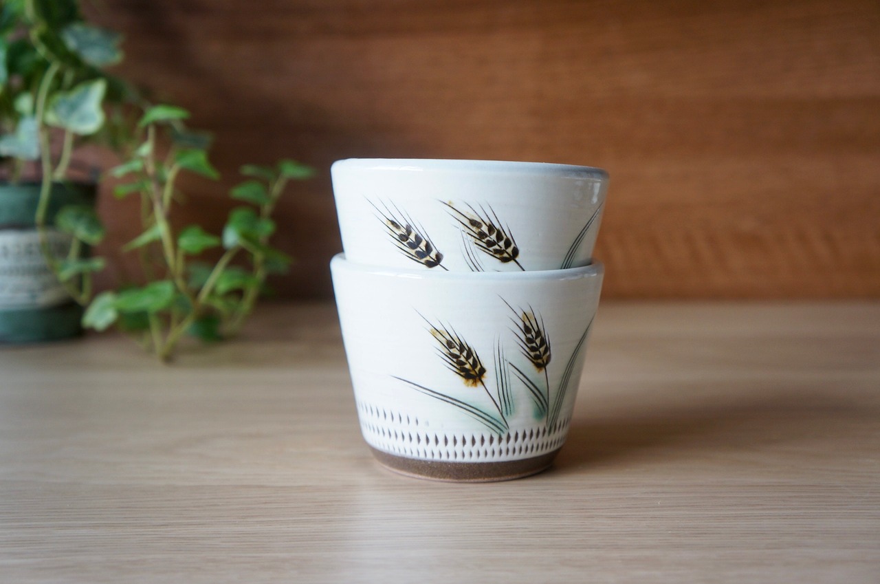 小石原焼　蔵人窯　蕎麦猪口　フリーカップ　麦 　②　［23-514］