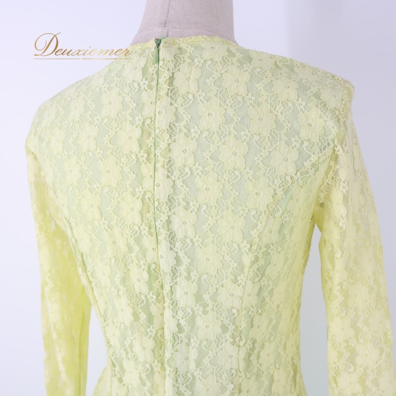 社交ダンス 衣装 prima boutique プリマブティック ドレス ワンピース グリーン系 花 花柄 レース 緑 黄緑 長袖 明るい 華やか かわいい ダンス衣装 イベント ステージ 練習 レッスン パーティー おしゃれ 透け感