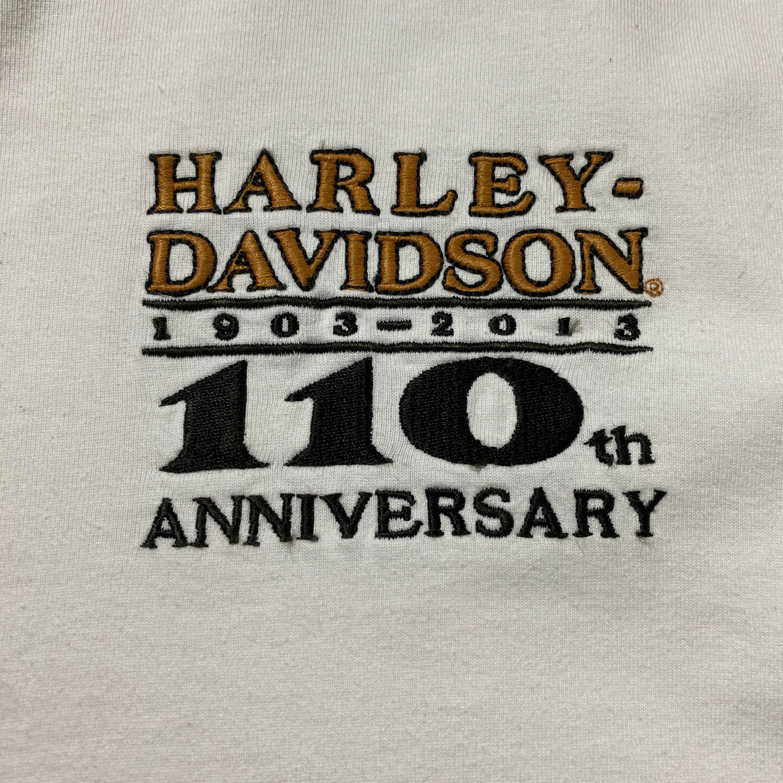 Size:2XL】Harley-Davidson ハーレーダビッドソン 110周年 刺繍ロゴ