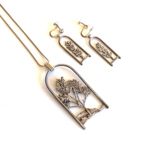 Vintage tree of life silver necklace & earrings set