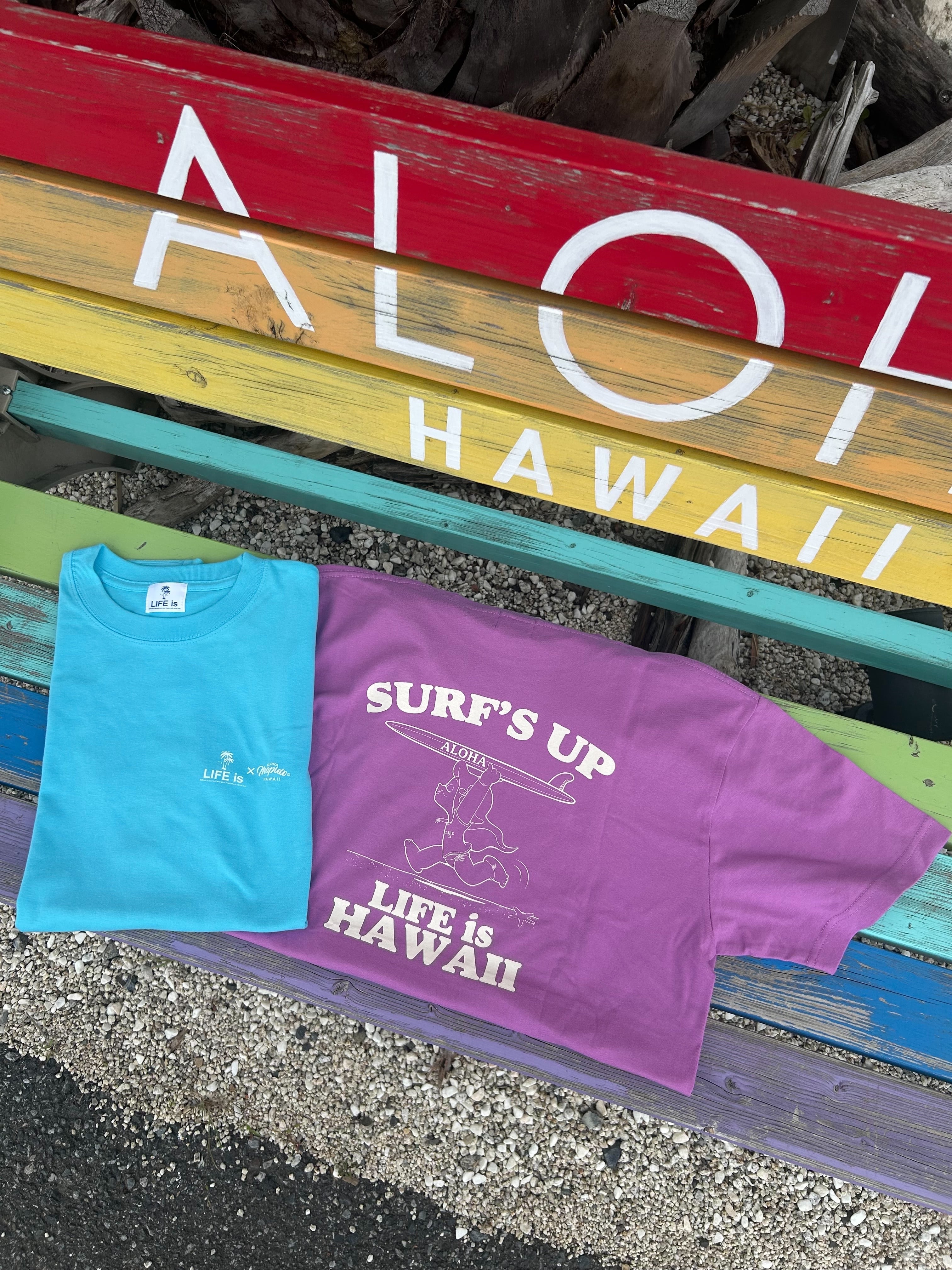 LIFE is × MAPUAコラボsurf's up半袖Tシャツ¥6,500+tax