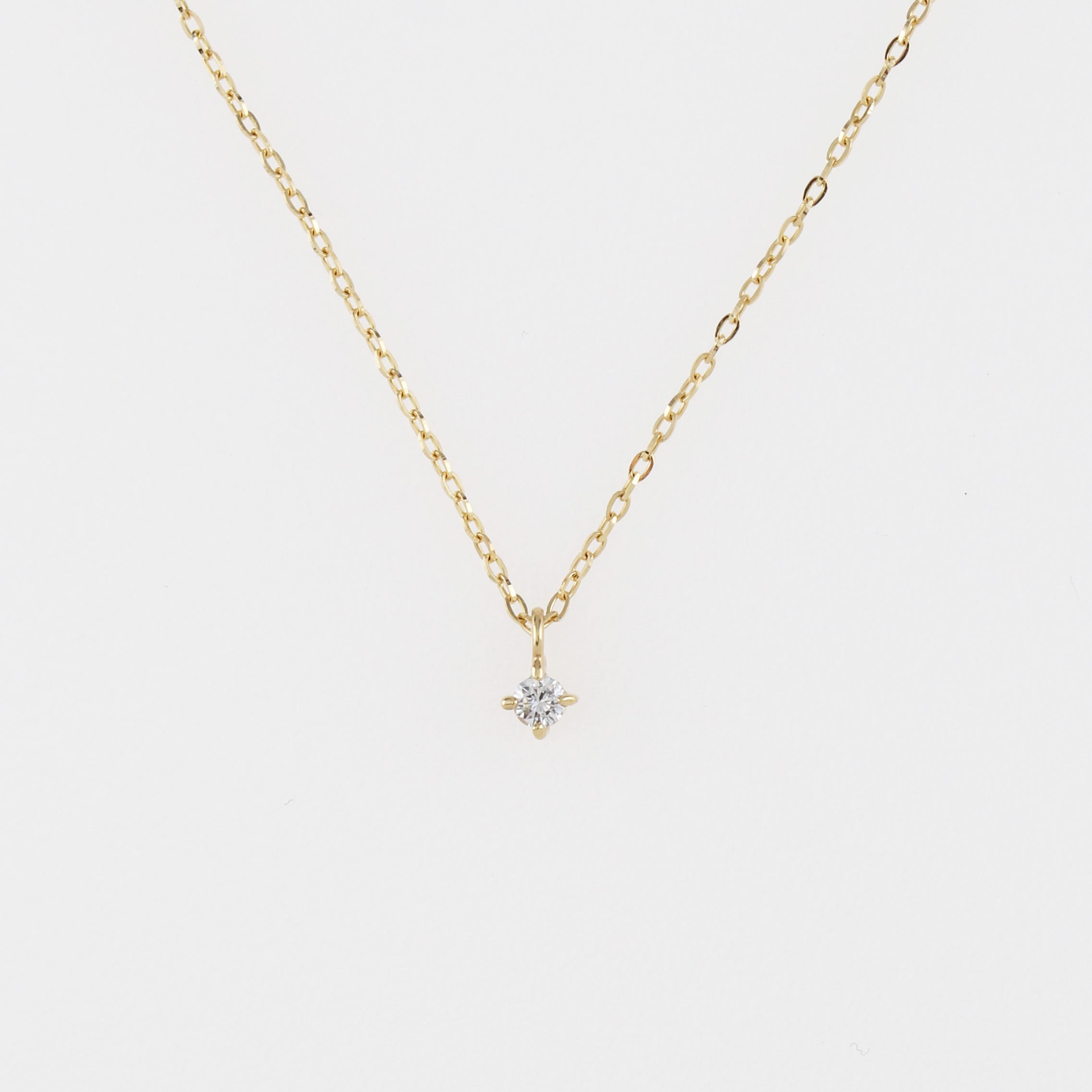 K18WG　1粒ダイヤモンド0.03ct　ネックレス K18 1粒 ダイヤモンドネックレス〈0.03ct〉45㎝ No.34 | スキン