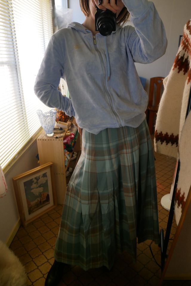 US PENDLETON pail blue check skirt