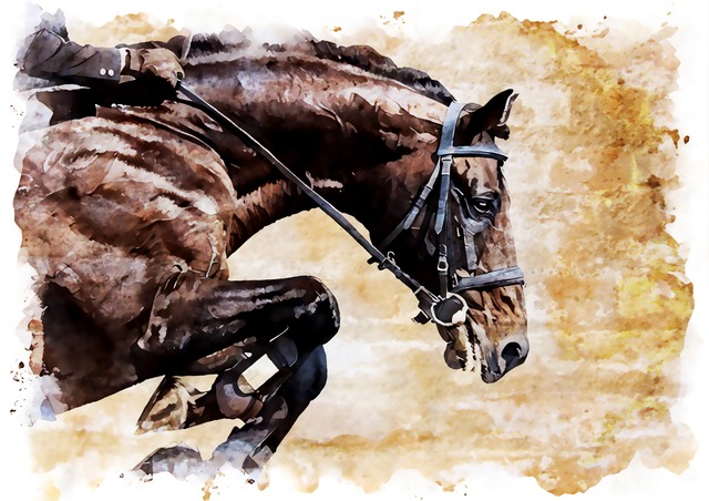 絵画 動物 馬 インテリアアート額付き 水彩画・油絵風 WAT1633