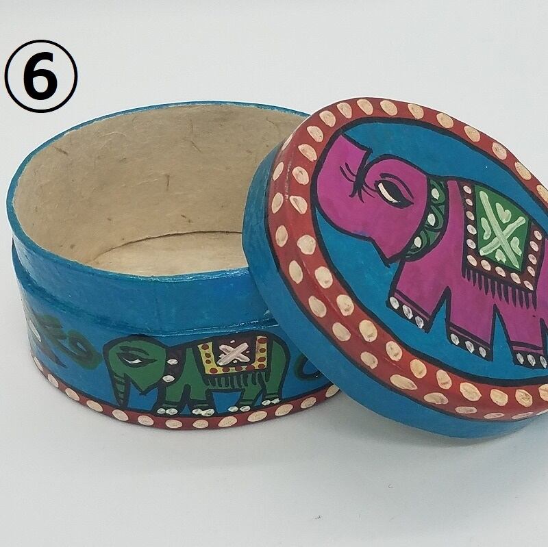 ネパール　置物　小物入れ ネパール雑貨】ミティラーオーバルボックス 柄全10種 /海外雑貨