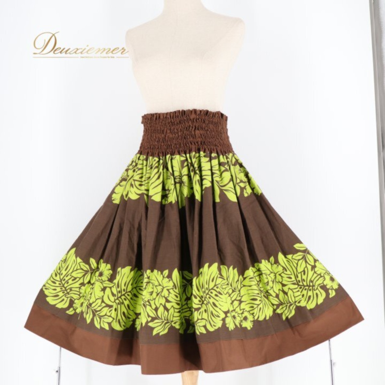 フラダンス 衣装 パウスカート ブラウン系 プアラニ 日本製 モンステラ柄 ハワイアンプリント アロハ フラ ダンス レッスン 練習 茶 黄緑 グリーン系 ハワイアンダンス レディース フラダンス スカート フレア おしゃれ 大人っぽい 上品 花柄 植物柄 フレアスカート セットアップ風 ルームウェア 部屋着 エレガント かわいい 綺麗め 柄スカート モンステラリーフ ボタニカル柄 葉っぱ柄 南国風 ハワイ挨拶 コスチューム 衣装用 ステージ衣装 発表会 文化祭 レッスン用 練習着 トレーニングウェア