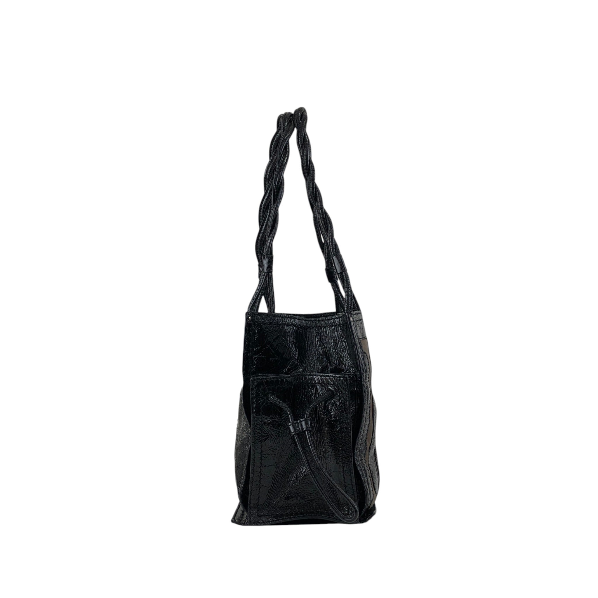 オールド　ロエベ　ハンドバッグ　トートバッグ　アナグラム　ラムレザー　ブラック LOEWE ロエベ ハンドバッグ ブラック アナグラム エナメル トート