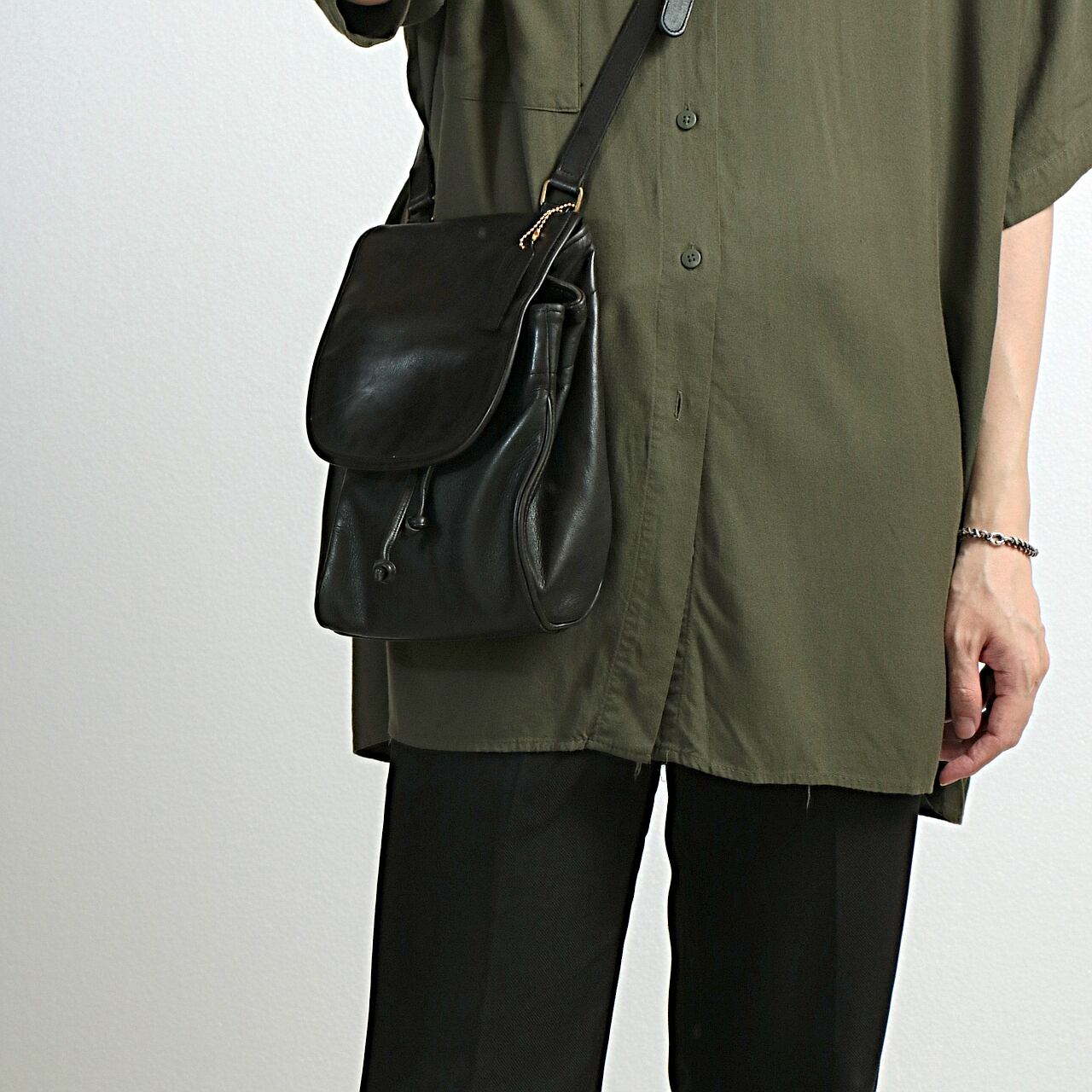 80s old coach コーチ usa製 フラップショルダー レザーバッグ used