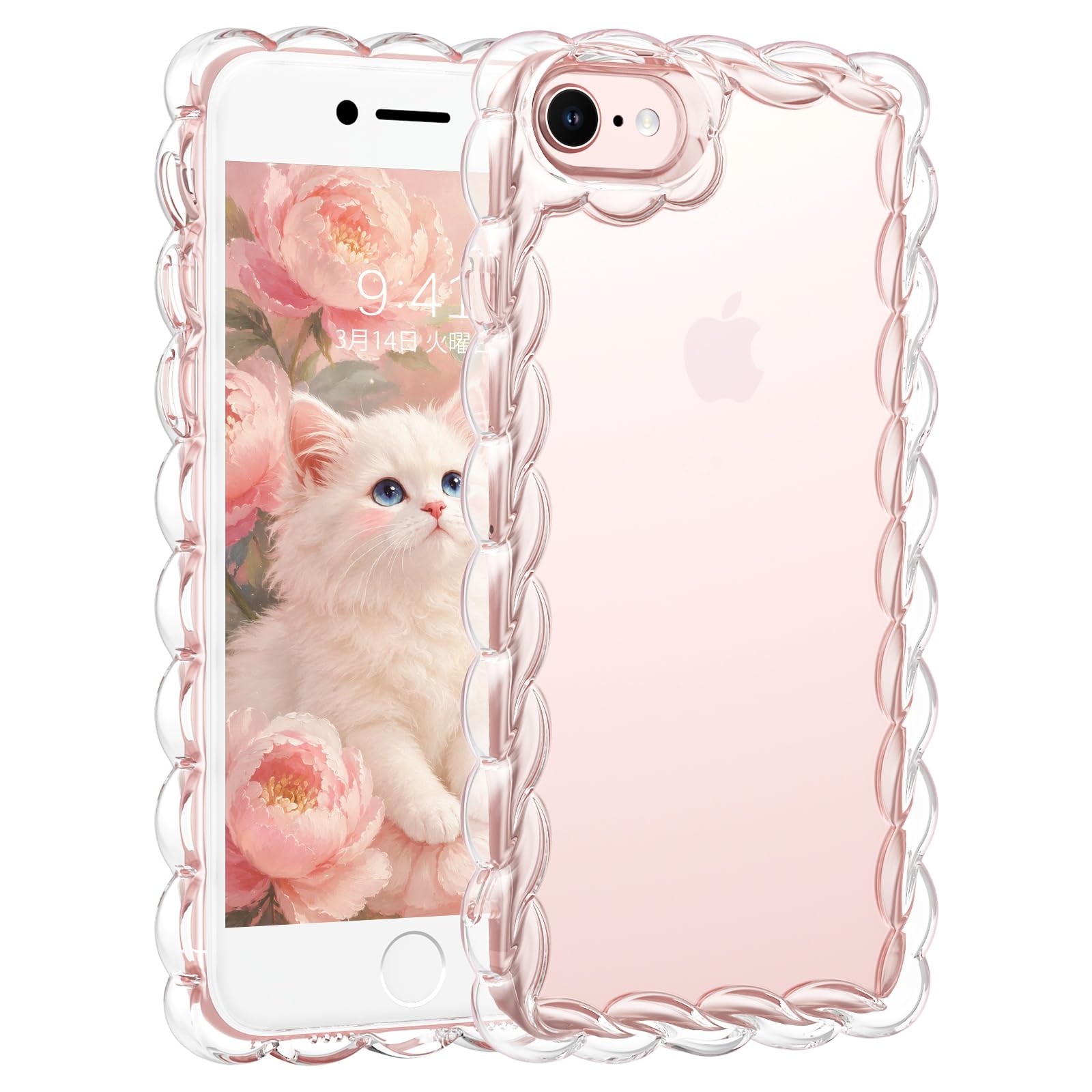 Telaso iPhone se se2 se3 7 8 用 ケース 韓国 可愛い ウェーブ 透明 おしゃれ iphonese第3世代 第2世代 アイフォン 7 8 se2 se3 se 用 4.7インチ カバー ワイヤレス充電対応 滑り止め 落下防止 うねうね 擦り傷防止 なみなみ 黄ばみ防止 軽量 耐衝撃 指紋防止 レンズ保護 クリア