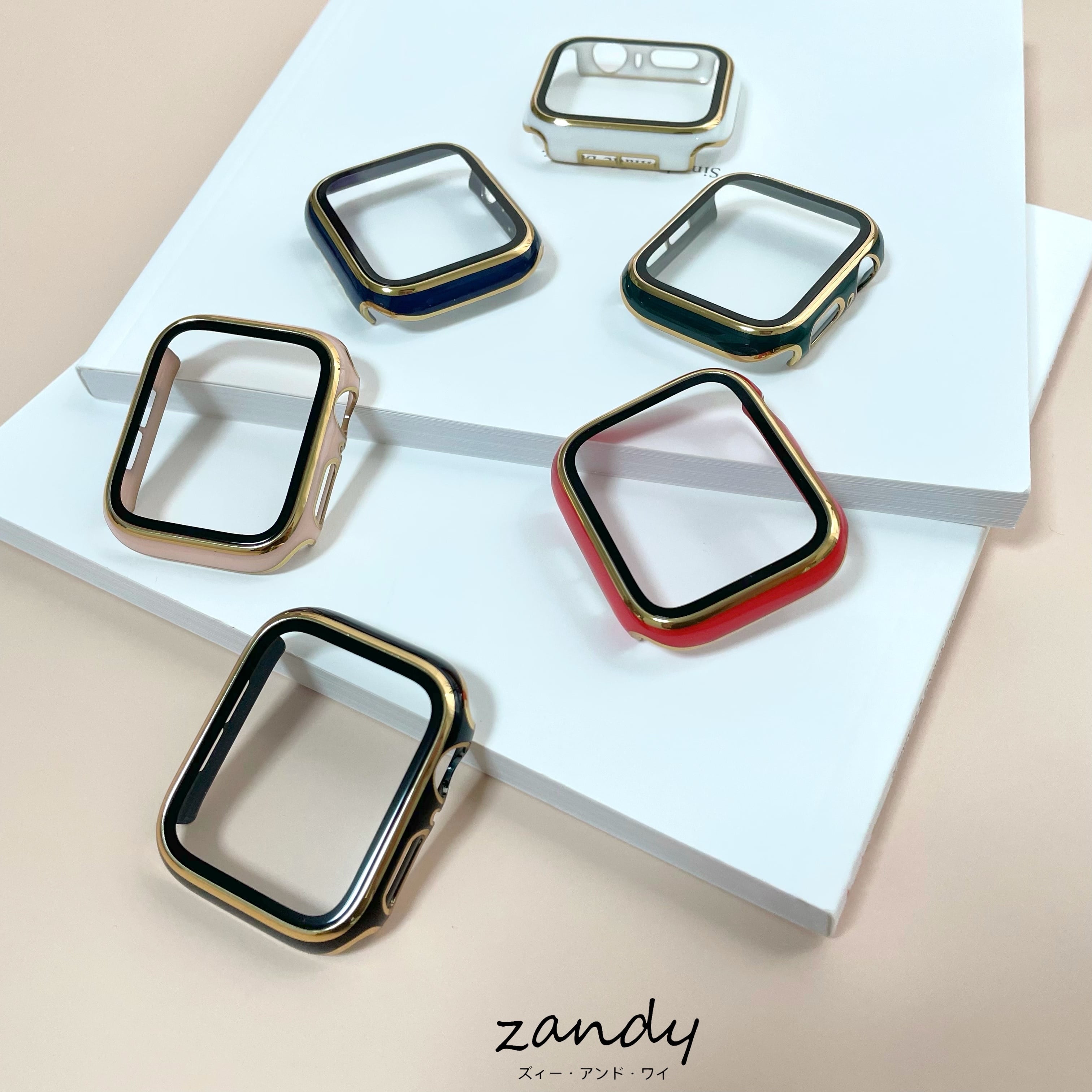 ツヤハードケース】アップルウォッチケース カバー ハードツヤタイプ 全面保護 ガラスフィルム一体式 Apple Watch  zandy（ズィー・アンド・ワイ）