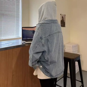 フード付き デニム ジャケット レディース 春秋冬 韓国 アウター おしゃれ ストリート系 アメカジ 大人 きれいめ かわいい カジュアル 重ね着風 オーバーサイズ 大人可愛い 大人女子