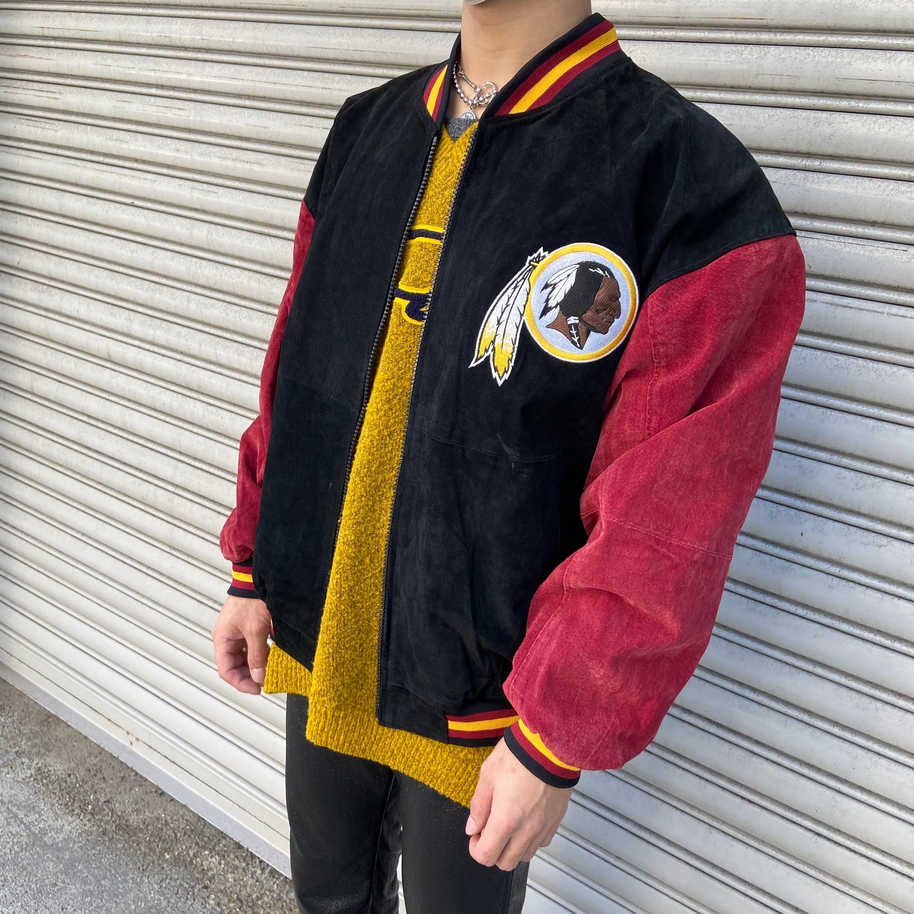 送料無料』90s ワシントンレッドスキンズ スエードブルゾン M NFL  