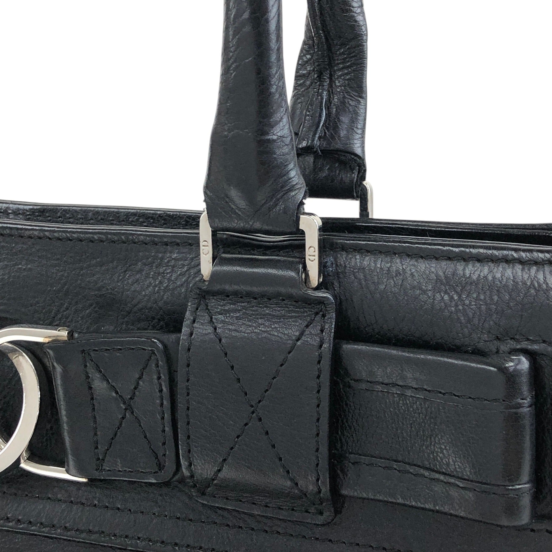 【ヴィンテージ】Dior ダブルサンドバッグ　ブラック Christian Dior クリスチャン ディオール ハンドバッグ ブラック