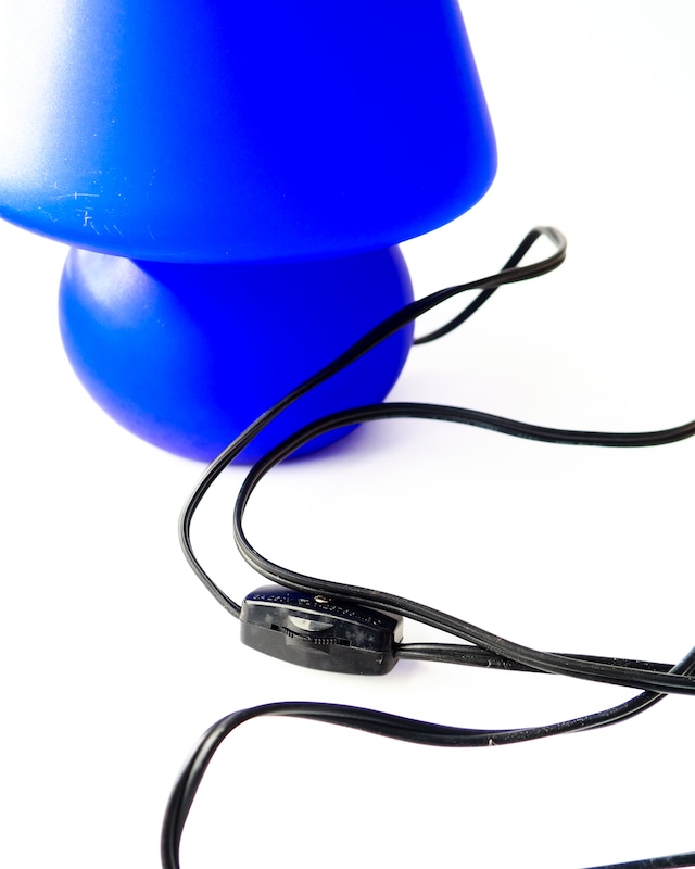 2000 Blue glass mushroom lamp made in taiwan