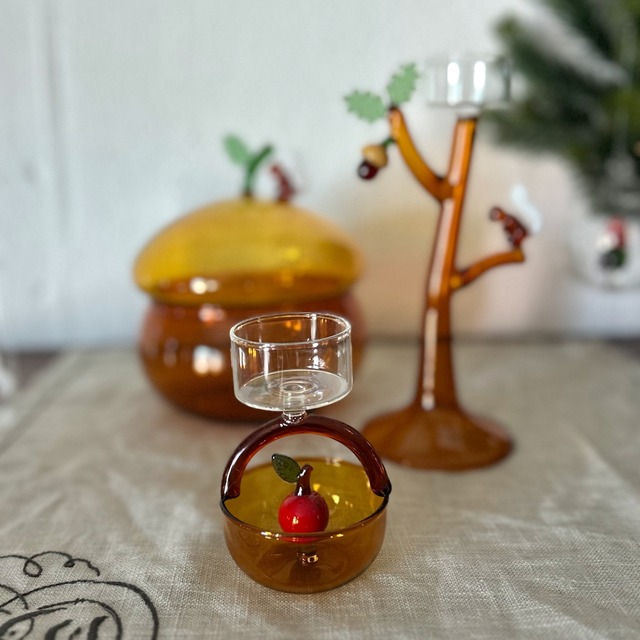 ICHENDORF (イッケンドルフ) tealight basket w/apple 赤いリンゴティーライト キャンドルホルダー