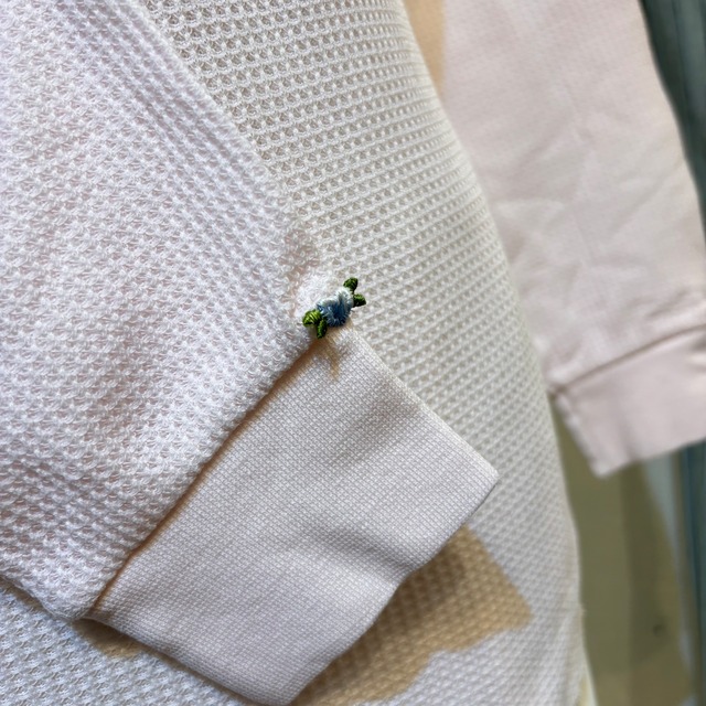 garment dye thermal (pink･front:pink rose･cuffs:blue heart)