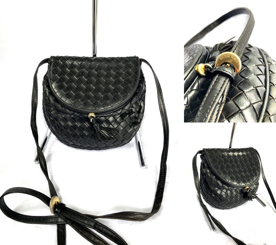 レア】ボッテガヴェネタショルダーバッグイントレチャートタッセル黒