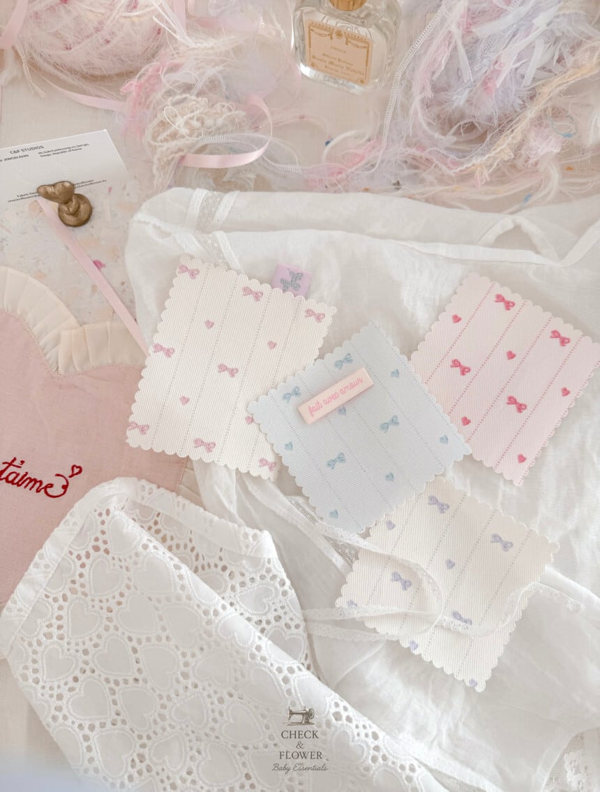 【即納】リボンライン　デニム生地