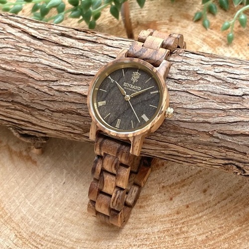 EINBAND Reise ZebraWood & Gold 木製腕時計 32mm