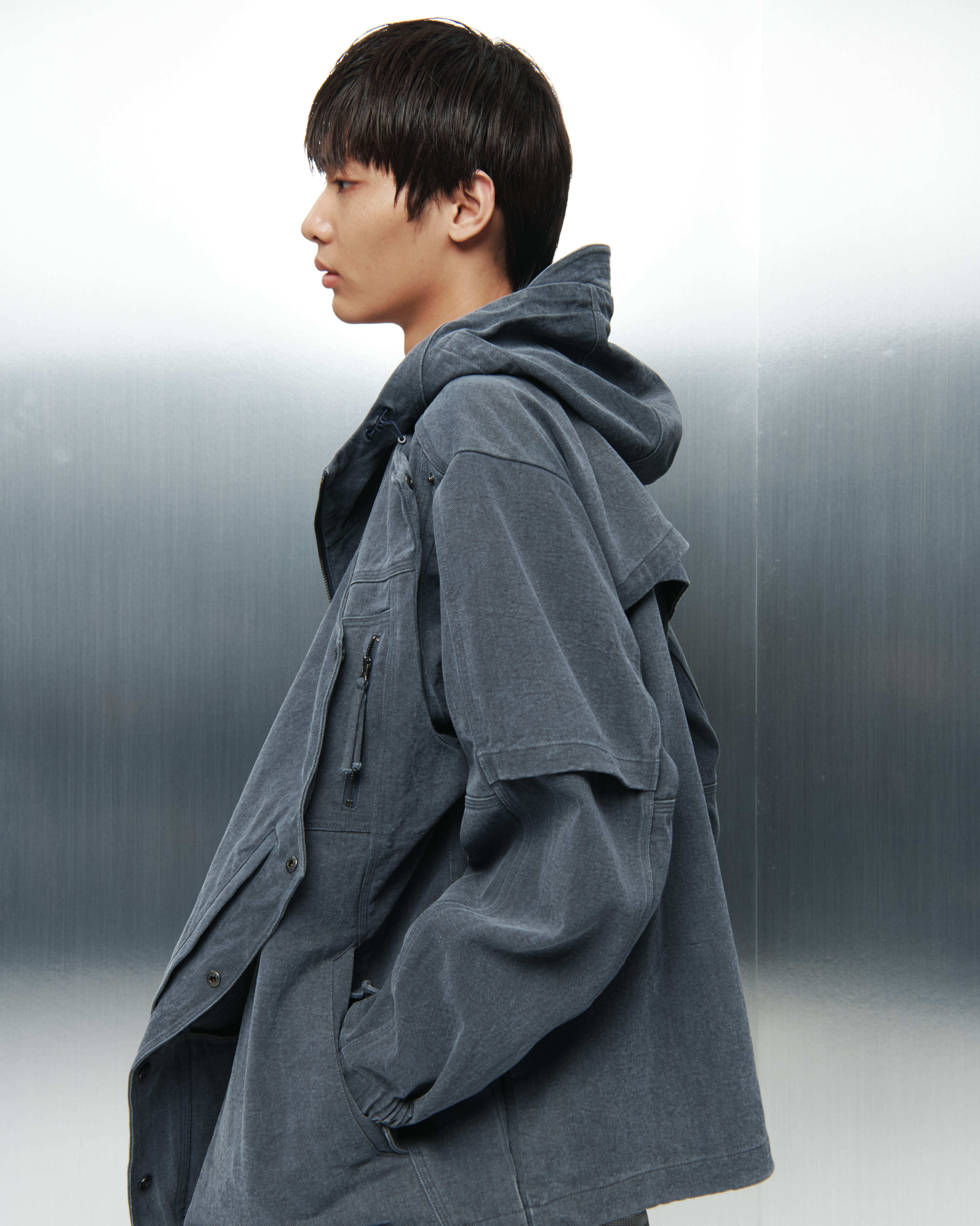 SAN sansan ウェア SAN 韓国 正規品 [NAVY] JACKET HOODIE WASHED COTTON GEAR] ウェア