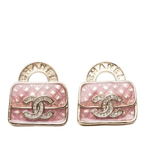 シャネル ココマーク バッグ モチーフ ピアス ゴールド ピンク メッキ ラインストーン レディース CHANEL 【中古】