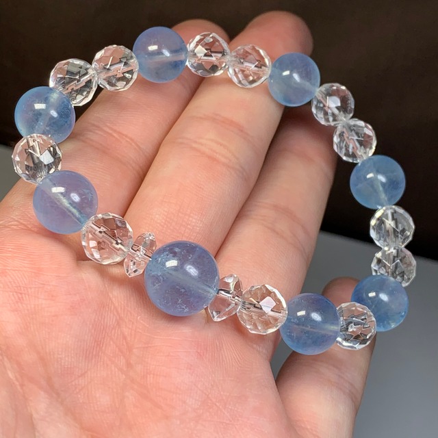 アクアマリン×水晶 デザインブレスレット