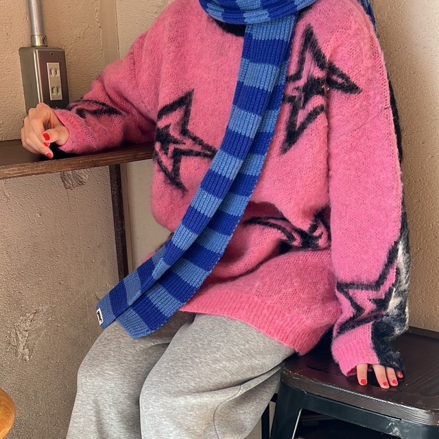 バイカラービッグニットセーター_LN02011