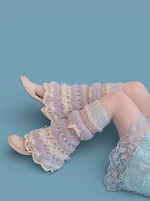 MONSTER knit leg warmers(gray×mint)