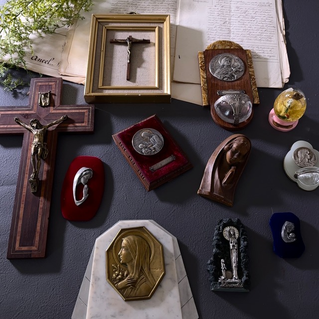 11点セットフランス アンティーク 壁掛け 十字架 聖像レリーフなど ヴィンテージ 宗教雑貨 4