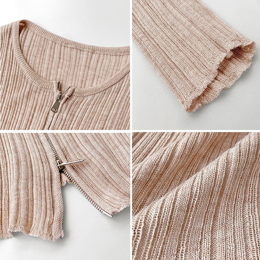 フロントファスナー ニット カーディガン レディース 春秋 きれいめ 大人 かわいい ライトアウター トップス おしゃれ カジュアル ショート丈 大人可愛い 大人女子