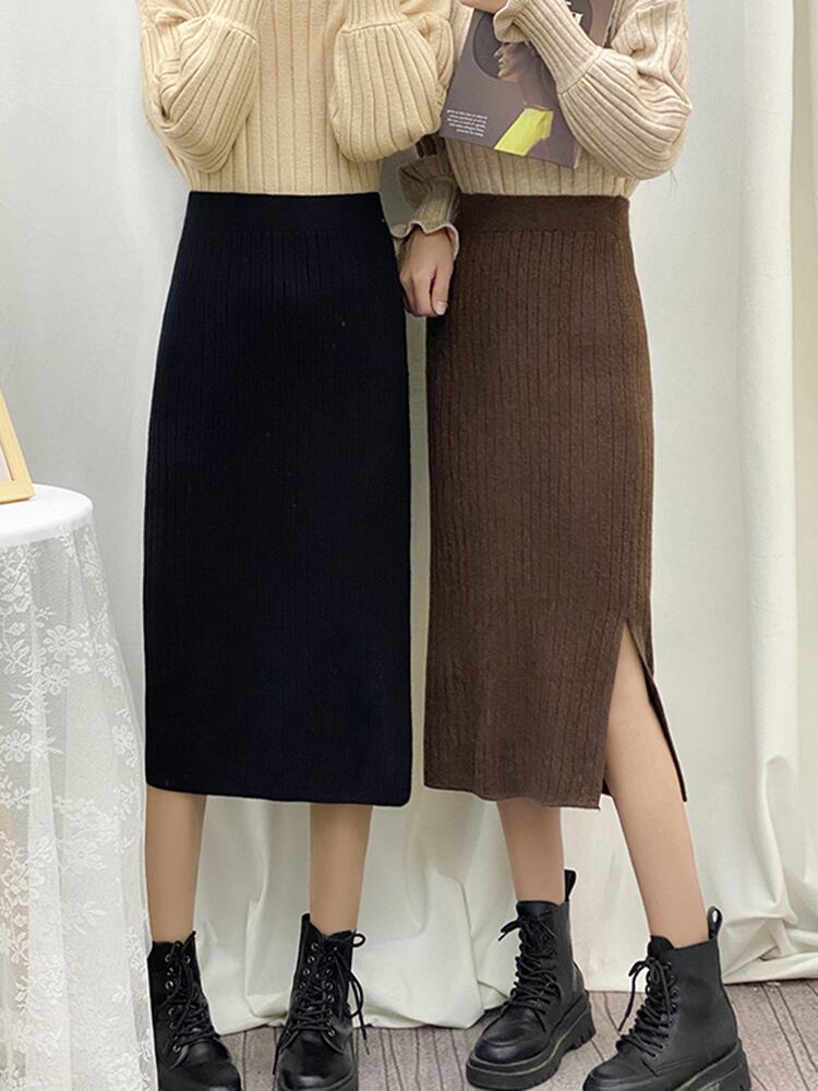 ウィンターニットスプリングオータムハイウェスト 春物 秋物 冬物 スカート 1号婦人60313060617