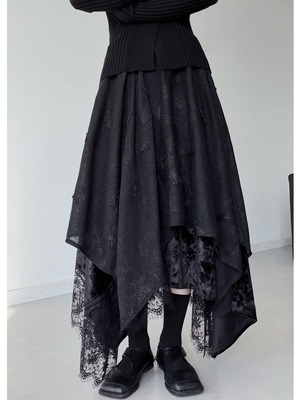 Gothic layered butterfly embroidered skirt 2color [T2682]