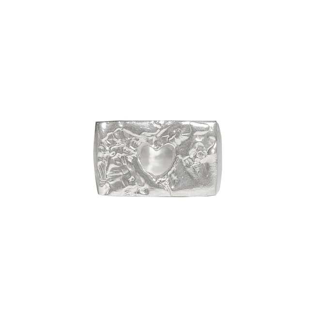 [R024] Silver 925 Heart Signet RIng